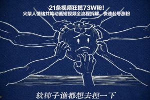 21条视频狂揽73W粉！火柴人情绪共鸣动画短视频全流程拆解，快速起号涨粉-最全资源库