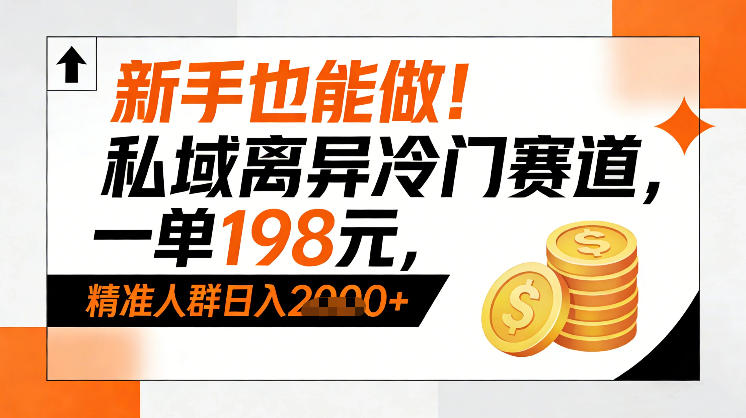 新手也能做！私域离异冷门赛道，一单198，精准人群日入1k+-最全资源库