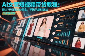 AI女装短视频带货教程：博主7天狂賺2W佣金，手把手复刻玩法，可直接照搬-最全资源库