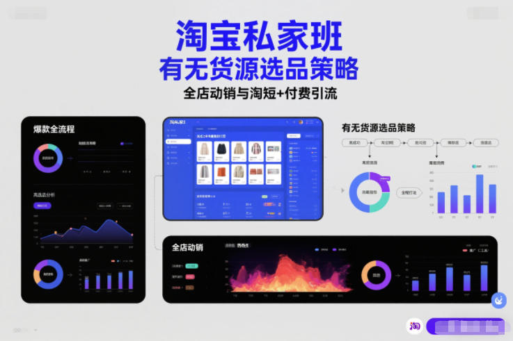 淘宝私家班，有无货源选品策略，高成功率爆款全流程打法，全店动销与淘短+付费引流（更新2026）-最全资源库