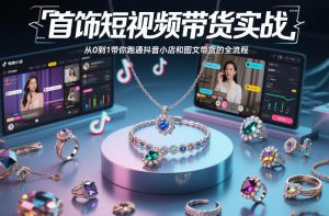 首饰短视频带货实战，从0到1带你跑通抖音小店和图文带货的全流程-最全资源库