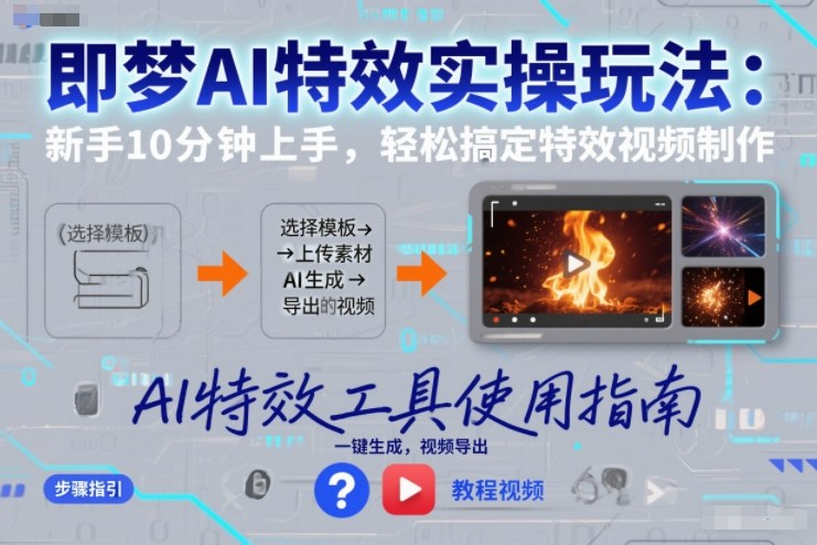 即梦AI特效实操玩法:新手10分钟上手,轻松搞定特效视频制作-最全资源库