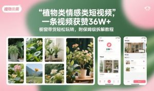 植物类情感类短视频，一条视频获赞36W+，橱窗带货轻松玩转，附保姆级拆解教程-最全资源库