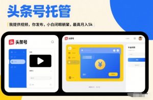 头条号AI托管，我提供视频，你发布，小白闭眼躺賺，最高月入5k+【揭秘】-最全资源库