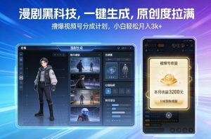 漫剧黑科技，一键生成，原创度拉满，撸爆视频号分成计划，小白轻松月入3k+-最全资源库