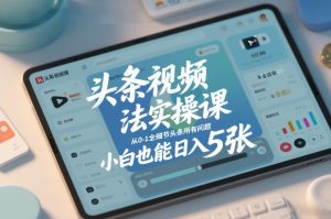 头条视频玩法实操课，从0-1全细节头条所有问题，小白也能日入5张-最全资源库