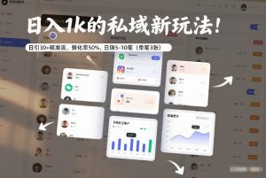 日入1k的私域新玩法：日引30+精准流，转化率50%，日销5-10笔（单笔3张）-最全资源库