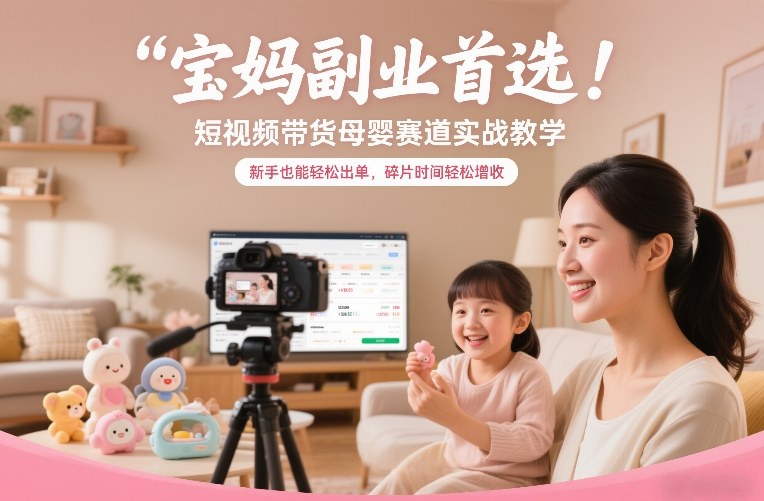 宝妈副业首选！短视频带货母婴赛道实战教学，新手也能轻松出单，碎片时间轻松增收-最全资源库