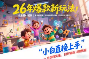 26年爆款新玩法，儿童科普AI视频，全流程实操，轻松做爆款内容，小白直接上手，附详细玩法教程-最全资源库