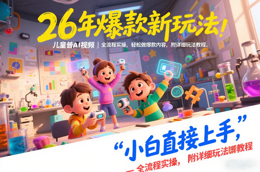 26年爆款新玩法，儿童科普AI视频，全流程实操，轻松做爆款内容，小白直接上手，附详细玩法教程-最全资源库