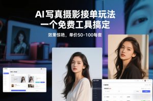 AI写真摄影接单玩法，一个免费工具搞定，效果惊艳，单价50-100每套-最全资源库