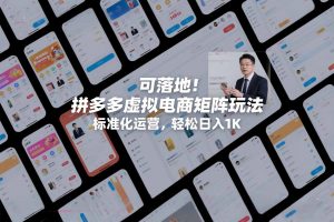 可落地！拼多多虚拟电商矩阵玩法，标准化运营，轻松日入1K+【揭秘】-最全资源库