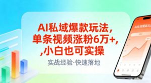AI私域爆款玩法，单条视频涨粉6W+，小白也可实操-最全资源库