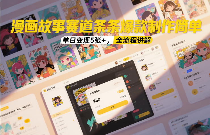 漫画故事赛道条条爆款制作简单，单日变现5张+，全流程讲解-最全资源库