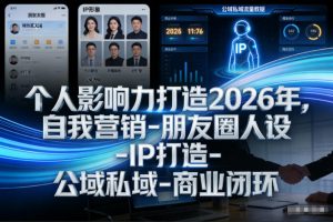 个人影响力打造2026年，自我营销-朋友圈人设-IP打造-公域私域-商业闭环-最全资源库