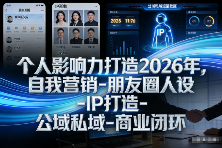 个人影响力打造2026年，自我营销-朋友圈人设-IP打造-公域私域-商业闭环-最全资源库