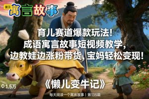 育儿赛道爆款玩法！成语寓言故事短视频教学，边教娃边涨粉带货，宝妈轻松变现！-最全资源库