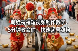 萌娃祝福短视频制作教学，5分钟教会你，快速起号涨粉-最全资源库