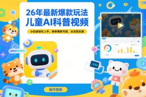 26年最新爆款玩法，儿童AI科普视频，小白请轻松上手，条条爆款内容，全流程实操-最全资源库