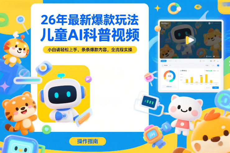 26年最新爆款玩法，儿童AI科普视频，小白请轻松上手，条条爆款内容，全流程实操-最全资源库