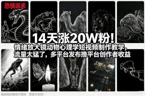 14天涨20W粉！情绪放大镜动物心理学短视频制作教学，流量太猛了，多平台发布撸平台创作者收益-最全资源库