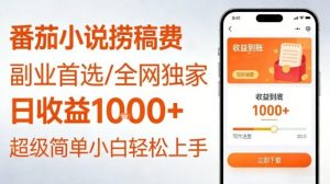 全网独家！番茄小说捞稿费，日收益1k+，副业必看，小白易上手，超级简单【揭秘】-最全资源库