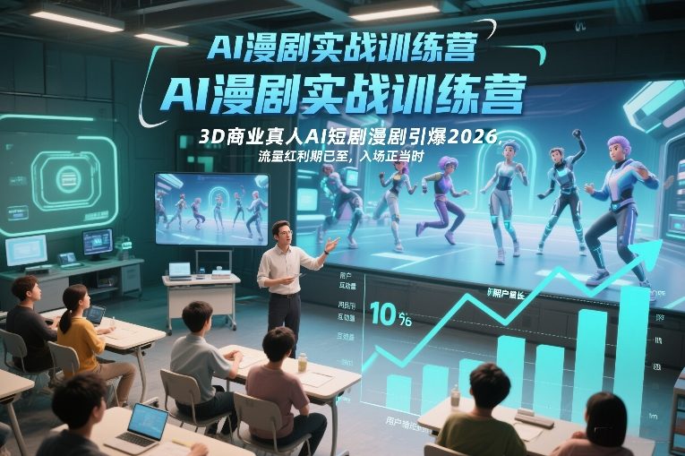 AI漫剧实战训练营，3D商业真人AI短剧漫剧引爆2026，流量红利期已至，入场正当时-最全资源库