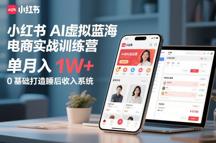 小红书AI虚拟蓝海电商实战训练营，单月入1W+，0基础打造睡后收入系统-最全资源库