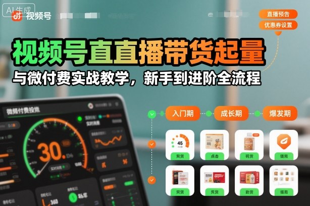 视频号直播带货起量与微付费实战教学，新手到进阶全流程（更新）-最全资源库