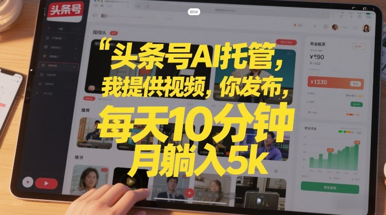 头条号AI托管,我提供视频,你发布,每天10分钟,月躺入5k+【揭秘】-最全资源库