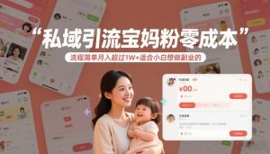 私域引流宝妈粉零成本流程简单月入超过1W+适合小白想做副业的-最全资源库