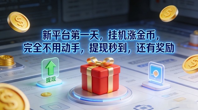 新平台第一天，挂G涨金币，完全不用动手，提现秒到，还有奖励【揭秘】-最全资源库