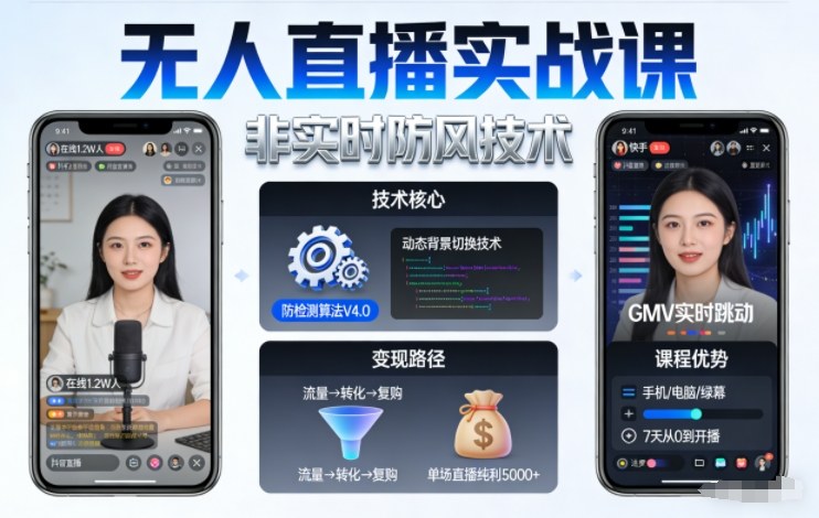 宝子哥无人直播实战课，非实时防风技术，聚焦抖音快手等平台直播带货，轻松开启直播变现之路（更新2026）-最全资源库