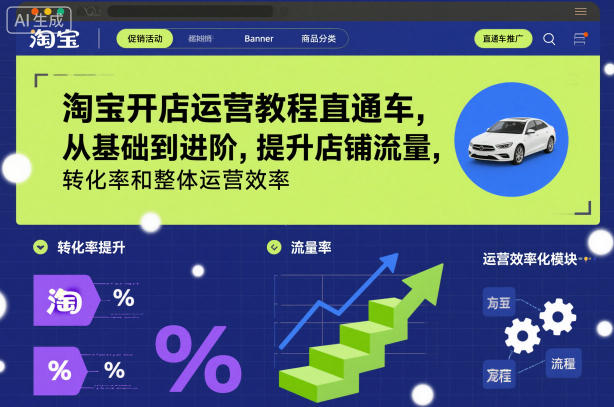 淘宝开店运营教程直通车，从基础到进阶，提升店铺流量，转化率和整体运营效率（更新26年1月）-最全资源库
