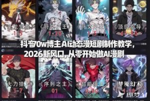 抖音70w博主AI动态漫短剧制作教学，2026新风口，从零开始做AI漫剧，普通人也能月入过W-最全资源库