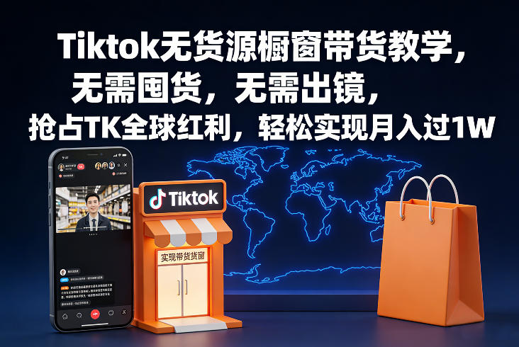 Tiktok无货源橱窗带货教学，无需囤货，无需出镜，抢占TK全球红利，轻松实现月入过1W-最全资源库