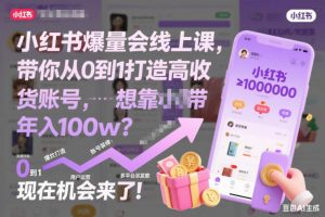 小红书爆量会线上课，带你从0到1打造高收益带货账号，想靠小红书带货年入100w？现在机会来了！-最全资源库