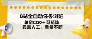 B站全自动任务浏览，单窗口30+可矩阵操作，无需人工单量不断【揭秘】-最全资源库