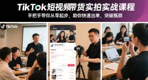 TikTok短视频带货实拍实战课程，手把手带你从零起步，助你快速出单，突破瓶颈-最全资源库