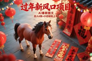 过年新风口项目，用ai春联图文，日入6张+小白轻松上手【揭秘】-最全资源库