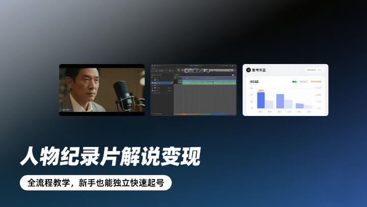 人物纪录片解说变现，全流程教学，新手也能独立快速起号-最全资源库