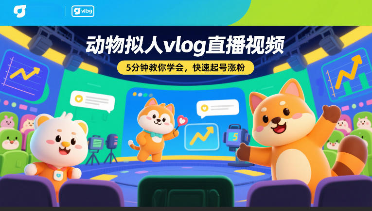动物拟人vlog直播视频，5分钟教你学会，快速起号涨粉-最全资源库