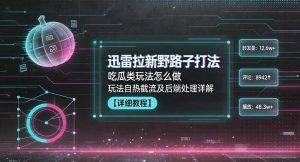 迅雷拉新野路子打法,吃瓜类玩法怎么做,玩法自热截流及后端处理详解-最全资源库