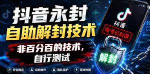 抖音永封自助解封技术,非百分百的技术,自行测试-最全资源库