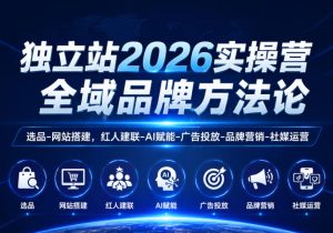 独立站2026实操营,全域品牌方法论,选品-网站搭建,红人建联-AI赋能-广告投放-品牌营销-社煤运营-最全资源库