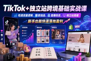 TikTok+独立站跨境基础实战课,吃透流量逻辑、爆款选品、直播投流与独立站搭建,新手也能快速落地盈利-最全资源库