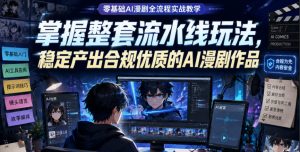 零基础AI漫剧全流程实战教学,掌握整套流水线玩法,稳定产出合规优质的AI漫剧作品-最全资源库