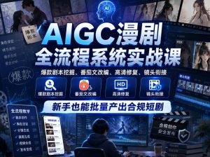 AIGC漫剧全流程系统实战课,爆款剧本挖掘、番茄文改编、高清修复、镜头衔接,新手也能批量产出合规短剧-最全资源库