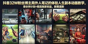 抖音32W粉丝博主局外人笔记的体验人生副本动画教学,拿伙伴计划+精选独家收益,新赛道新涨粉快【录制版】-最全资源库