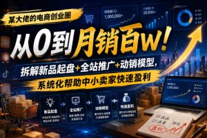 某大佬的电商创业圈从0到月销百W!拆解新品起盘+全站推广+动销模型,系统化帮助中小卖家快速盈利-最全资源库